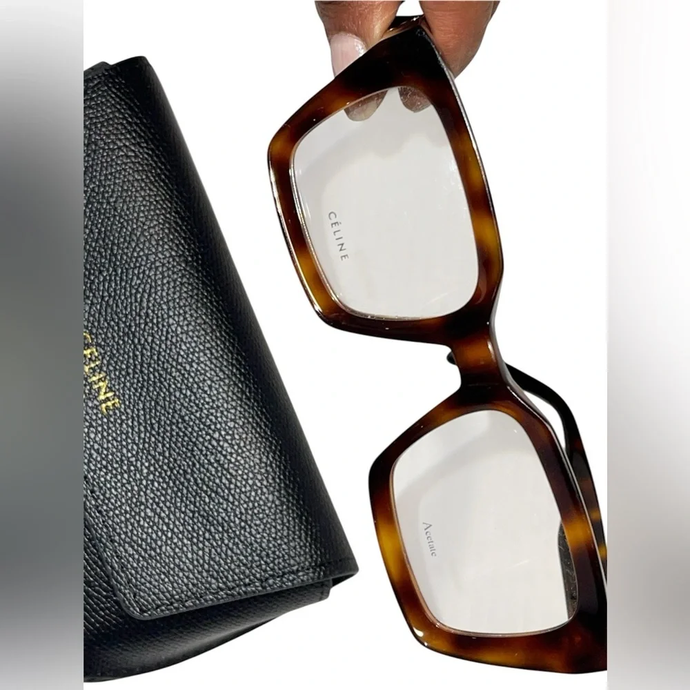 CELINE BOLD 3 DOTS RECTANGULAR FRAME TORTOISE AUTHENTIC WOMEN CL 41466/086/145